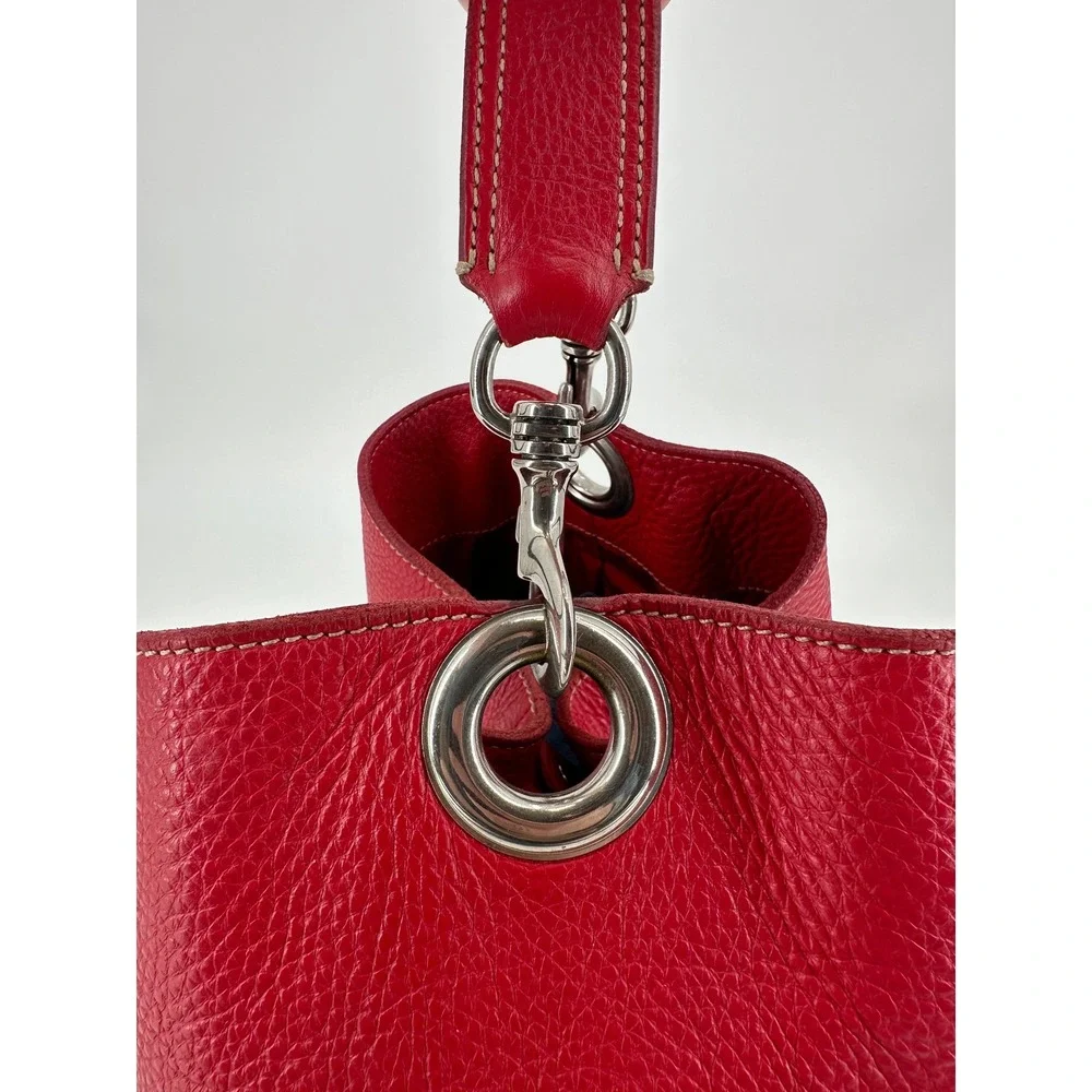 Miu Miu Red Pebbled Leather Slouchy Vintage Hobo Bag Silver Hardware Italy